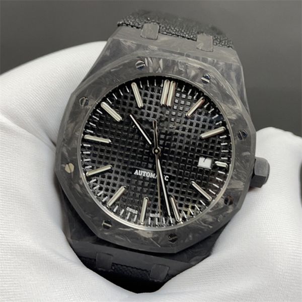 Montre DE luxe montres pour hommes 40mm 3120 mouvement mécanique automatique forgé en fibre de carbone Relojes boîtier bracelet en cuir montre de luxe montres-bracelets étanches