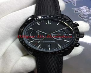 Montre de Luxe Mens Watches Black en acier inoxydable Case de quartz Japon Chronograph Orologio Cuir tressé LUXUSUHR2013306