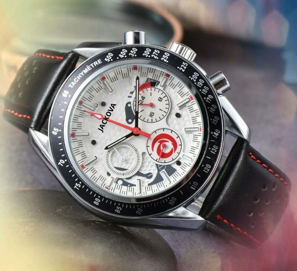 Montre De Luxe En Vente quartz mode hommes chronomètre montres date automatique tous les sous-cadrans ceinture en cuir de travail Céramique Verre Saphir Montre-bracelet Super lumineuse