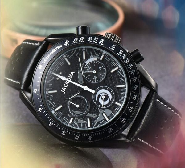 Montre de Luxe en vente Quartz Fashion Mens Stopwatch Watches Auto Date Tous les sous-cadrans fonctionnaires de la ceinture en cuir Orologio di Lusso