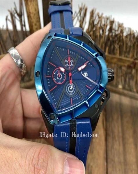 MONTRE DE LUXE Quartz Chronograph Mouvement Blue Mens Watches Sports Car Style Diad Cire