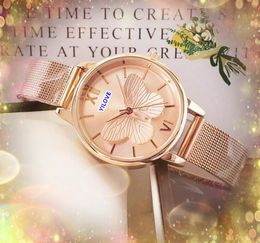 Montre De Luxe Reloj de moda de cuarzo de tamaño pequeño 30 mm 3D Bee Skeletion Dial Reloj Mujer Venta al por mayor Correa de malla de acero inoxidable Regalos de lujo Reloj de pulsera