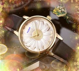 Reloj Montre De Luxe De cuarzo De tamaño pequeño, reloj De moda con esfera De flores De 30mm, correa De cuero para mujer, relojes De Color oro rosa y plata, regalos