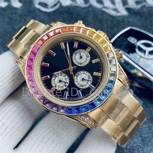 Montre de luxe U1 Quality Mens Relojes mecánicos automáticos 40 mm Acero inoxidable completo Rainbow Diamond Bisel Relojes de pulsera Reloj de natación para hombres