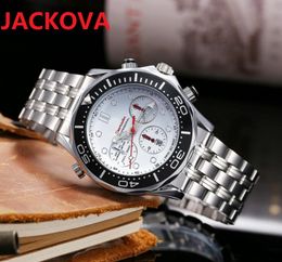montre Japón Movimiento de cuarzo Reloj cronógrafo completo de acero inoxidable Moda de lujo Cristal Hombres cronómetro Relojes de pulsera Luminoso montre de luxe