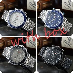 Montre herenhorloge quartz hoogwaardige designer horloges 42 MM stalen band rubberen band saffier chronograaf uurwerk horloges reloj hombre Orologio Uomo