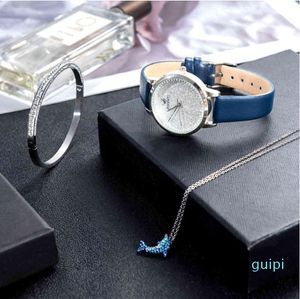 MONTRE ZUNMFEI Mode Dames Suit Horloge PU-riem Titanium Stalen Armband Nelace Quartz 3pcs / Set