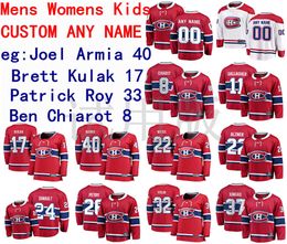 Montreal Canadiens Jersey Joel Armia Jersey Brett Kulak Patrick Roy Ben Chiarot Heren Rood Wit Hockey Jerseys Op maat gestikt