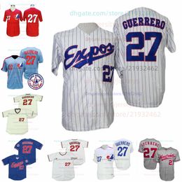 Montreal Expos Jersey 27 Vladimir Guerrero Hall Of Fame Patch 2000 Blauw Rood Mesh Grijs Wit Knop Fans Krijtstreep Trui