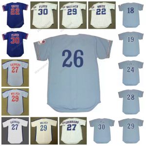 Montréal Expos Vintage Baseball Jersey 18 Steve Renko 1969 19 Tim Foli 1974 White Perez Stoneman Guerrero Marshall Singleton Wallach