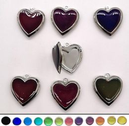 Cuentas de humor, colgante de metales de acero inoxidable, caja en forma de corazón, collar de ajuste diy