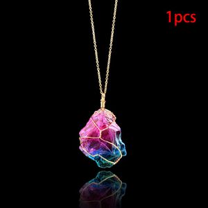 Mood Changer Pierre Collier Irrégulier Cristal Naturel Chakra Rock Coloré Pierre Quartz Pendentif Collier262z