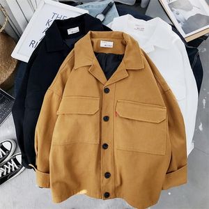 Mooirue Printemps Lâche Manteau Femme Safari Étudiant Coréen BF Avec Poche Col Rabattu Noir Jaune Coton Vestes Tops Cardigan LJ200813