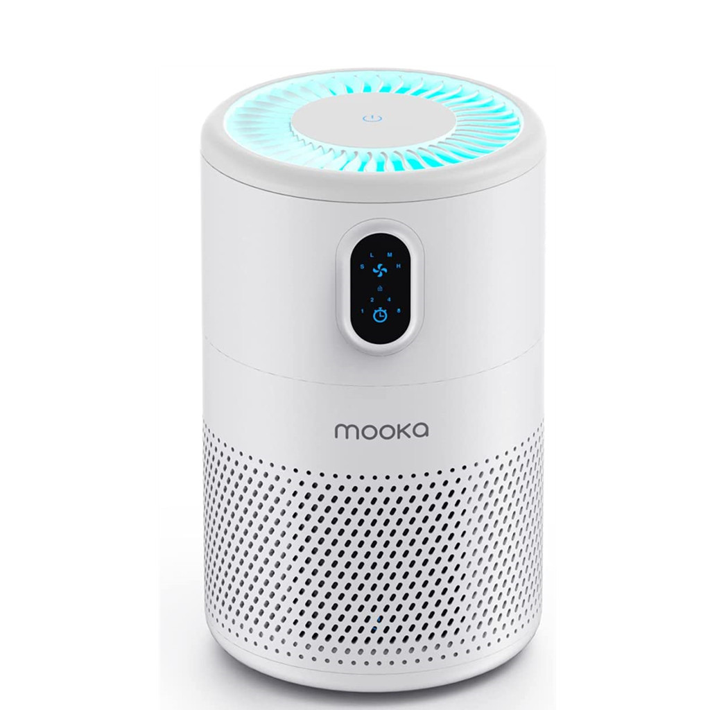MOOKA Air Purifiers for Home Large Room up to 860ft², H13 True HEPA Air Filter Cleaner, Odor Eliminator, Remove Allergies Smoke Dust Pollen Pet Dander, Night Light