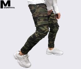 Moomphya 2019 Nieuwe Camo pocket skinny jeans mannen Streetwear hip hop rits camoflage mannen jeans Stijlvolle Cargo broek biker2088813