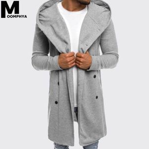Moomphya 2019 Nieuwe Streetwear Long Style Hooded Mannen Trench Coat Mannen Windjack Heup Hop Winter Uitloper Jas