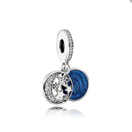 Moon en Blue Sky Dange Charm voor Pandora Authentieke Sterling Silver Charms Set Dames sieraden Bracelet ketting maken componenten charme met originele doos