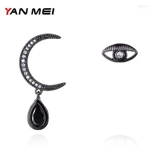 Moon and Eyes Stud -oorbellen voor vrouwen Waterdruppel CZ Crystal Asymmetrische oorrang Boucle d'Oreille mode sieraden yme77671 kirs22