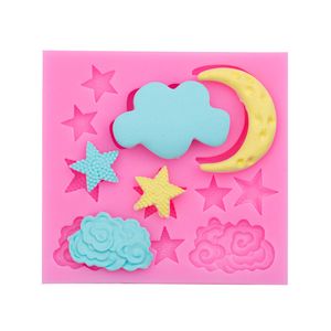Moule au chocolat de lune et étoile, moules d'étoiles en silicone nuage de moule fondant pour les gâteaux à la boulangerie de bonbons au chocolat décorant 1224566
