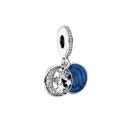 Lune Bleu Ciel Dangle Charme Authentique 925 Accessoires En Argent Sterling Pour Pandora Bracelet Bracelet Collier Faire Des Perles