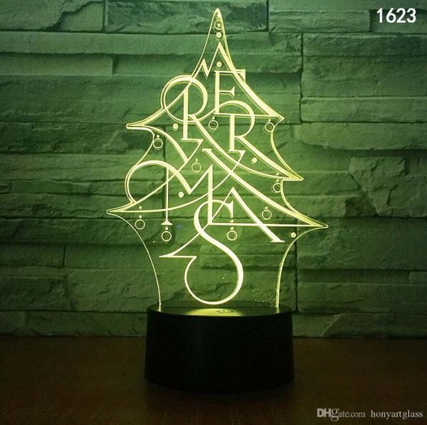 Lumières lune arbre de noël bonhommes de neige Animal dessin animé insecte musique personnage 3D Illusion lampe à LED veilleuse coloré alimenté par USB