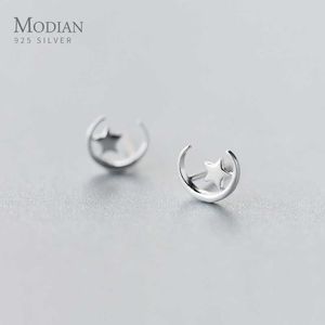 Moon Collection 925 Sterling Argent en étoile Petites boucles d'oreilles pour femmes Charme Bijoux de mode 210707
