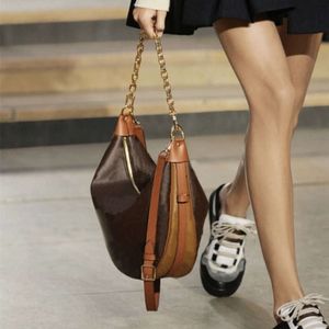 Moon Designer Brown Loop Hobo Medio bolso Bolsas Hombro Axila Bolso de lujo Bolso Bolso Bolso cruzado Cartera