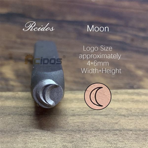 Estampillas de joyería de metal de diseño de luna/diamante/corazón, sello de acero de pulsera de bricolaje de bricolaje de estrella flash, 6 mm