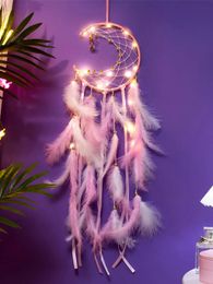 Moon Dream Catcher Feather Wind Chimes Mall Tellroom Boucs suspendus Ornements Birday Festival Cadeaux Home Decoration Crafts 240418