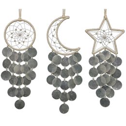 Moon Dream Catcher Handmade Star Wall Hanging Ornament Home Decor voor slaapkamer woonkamer tuin, zegenvaartuigen Breng geluk 307