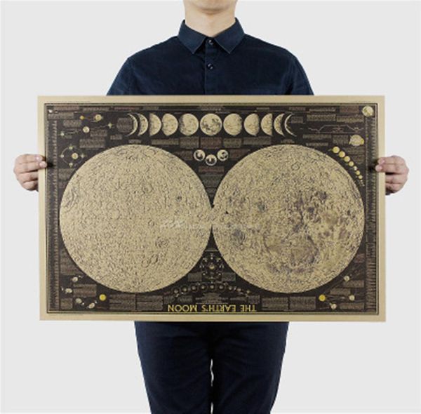 Moon Eclipse Process Wall Sticker rétro Paper Earth Moon World Map Affiche Affiche Chart de la maison Decoration 4093759