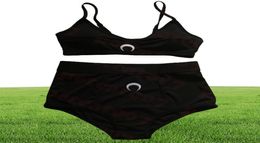 Moon geborduurde zwempak bikini's set ontwerper dames bh -briefs set hoge taille dames ondergoed twee kleuren8999554