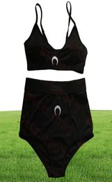 Moon geborduurde zwempak bikini's set ontwerper dames bh -briefs set hoge taille dames ondergoed twee kleuren5051934