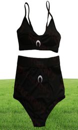 Maan Geborduurde Badpak Bikini Set Designer Womens Bh Slip Set Hoge Taille Dames Ondergoed Twee Colors1745117