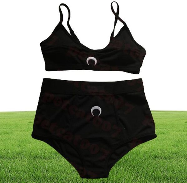 Luna bordado traje de baño bikinis conjunto diseñador para mujer sujetador calzoncillos conjunto de cintura alta ropa interior de las señoras dos colores7700112