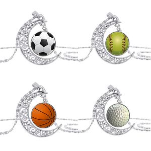 Moon edelstenen kettingen Creatieve basketbal honkbal voetbal Sport hanger ketting mode -accessoires