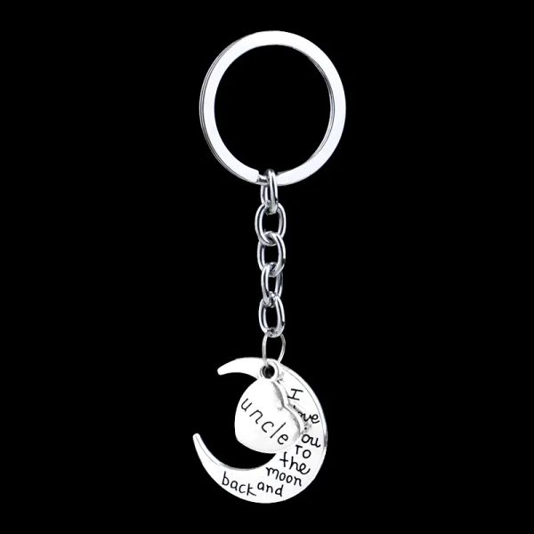 Lune Coeur Porte-clés Lettres Porte-clés Argent Voiture Porte-clés Anneaux Titulaire Mode Pendentif Bijoux Cadeau pour Maman Papa Frère Soeur Oncle 23 LL