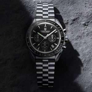 Moon Landing multifunctionele tijdcode voor heren, gemaakt van precisiestaal, modieus nachtlampje, waterdicht quartz horloge