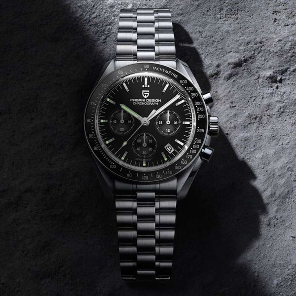 Moon Landing Reloj de Cuarzo con código de Tiempo Multifuncional para Hombres Hecho de Acero de precisión Luz Nocturna de Moda Movimiento Impermeable