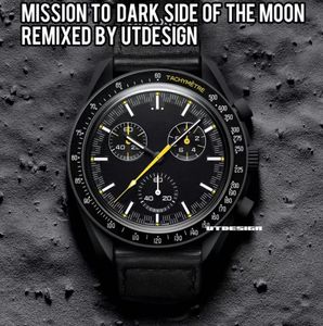 Moon hommes montre pleine fonction Quaz Chonogaph montres Mission à Mecuy 42mm montre en Nylon édition limitée Maste montres-bracelets