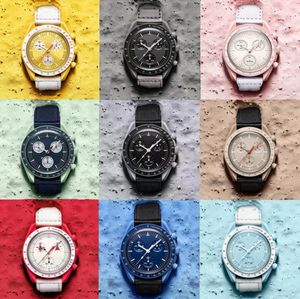 MOON Mens Watch Automatic Quartz Chronograph Bioceramic Planet Watch Men Ladies Implood Watches Store de cuero de alta calidad Wris6386336
