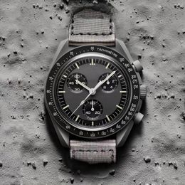 Moon Mens Watch Full Function Bioceramic Planet Chronograph Quarz Watch Mouvement Montres Montres de haute qualité pour hommes Luxury Limited Edition Master Montres-bracelets