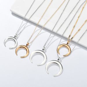 Maan Hanger Ketting Zilver en Gouden Half Maan Ketting Voor Vrouwen Hoorn Ketting Gouden Ketting Set Roestvrijstalen Sieraden