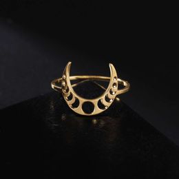 Ring de phase Moon Bijoux en acier inoxydable pour femmes hommes Gold Couleur décontractée Partagramme Pentagram Accessoires Amulet Gift