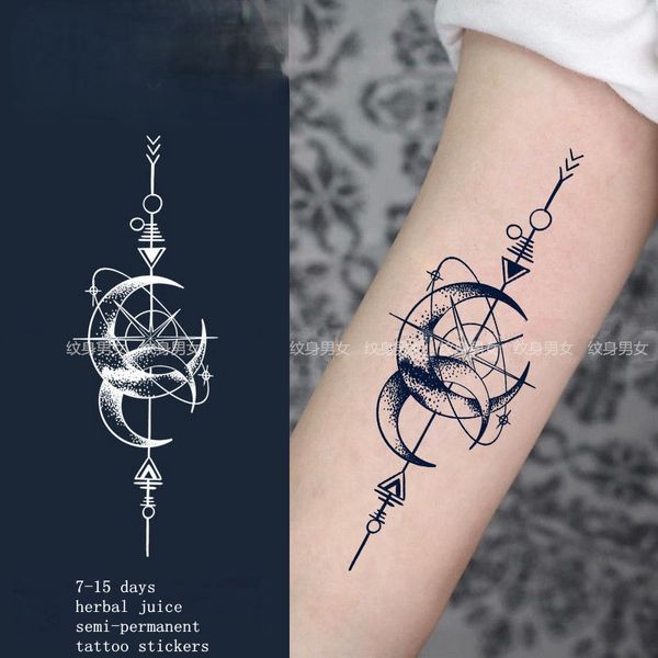 Pegatinas de tatuaje de hierbas Moon Planet Flower, pegatinas de arte para hombres y mujeres duraderas, pegatinas para brazo impermeables, tatuaje temporal de estilo Punk