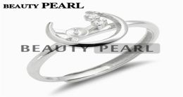 Moon Ring Semi Mount voor Pearl -instellingen 925 Sterling Silver BLANKEN DIY Sieraden Making 5 Pieces9737994