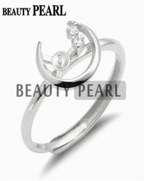 Moon Ring Semi Mount voor Pearl -instellingen 925 Sterling Silver BLANKEN DIY Sieraden maken 5 stuks 5402011