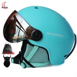 MOON Skihelm Integraal gegoten PCEPS-bril Ski Outdoor voor volwassenen Kinderen Sport Snowboard Skateboard Helmen 240111