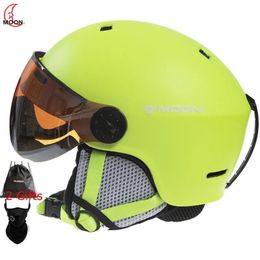 Casco de esquí MOON con gafas PCEPS moldeado integralmente, cascos de esquí de alta calidad para deportes al aire libre, Snowboard, monopatín, 240124
