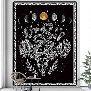 Lune serpent hibou tapisserie Mandala chambre décation articles tapis muraux chambre décor esthétique tissu Tapearia J220804